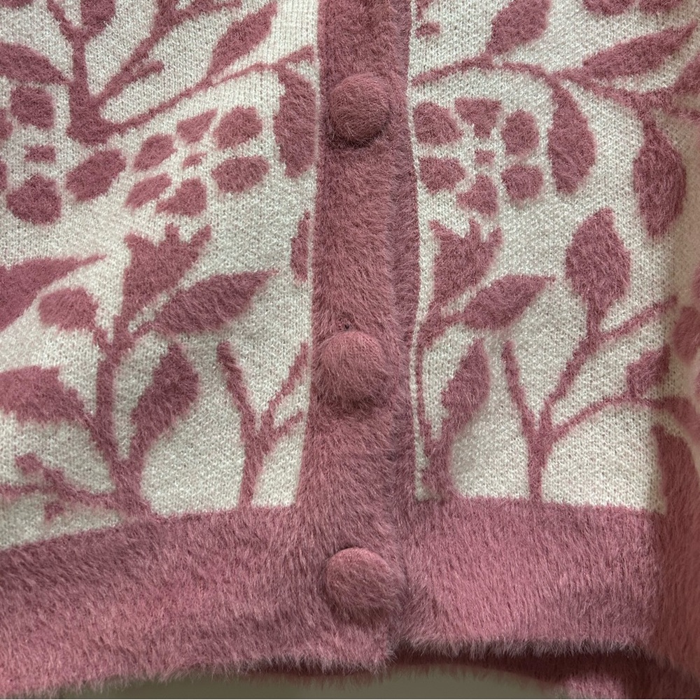 Floral Pink Cardigan Sweater - Picture 4 of 13